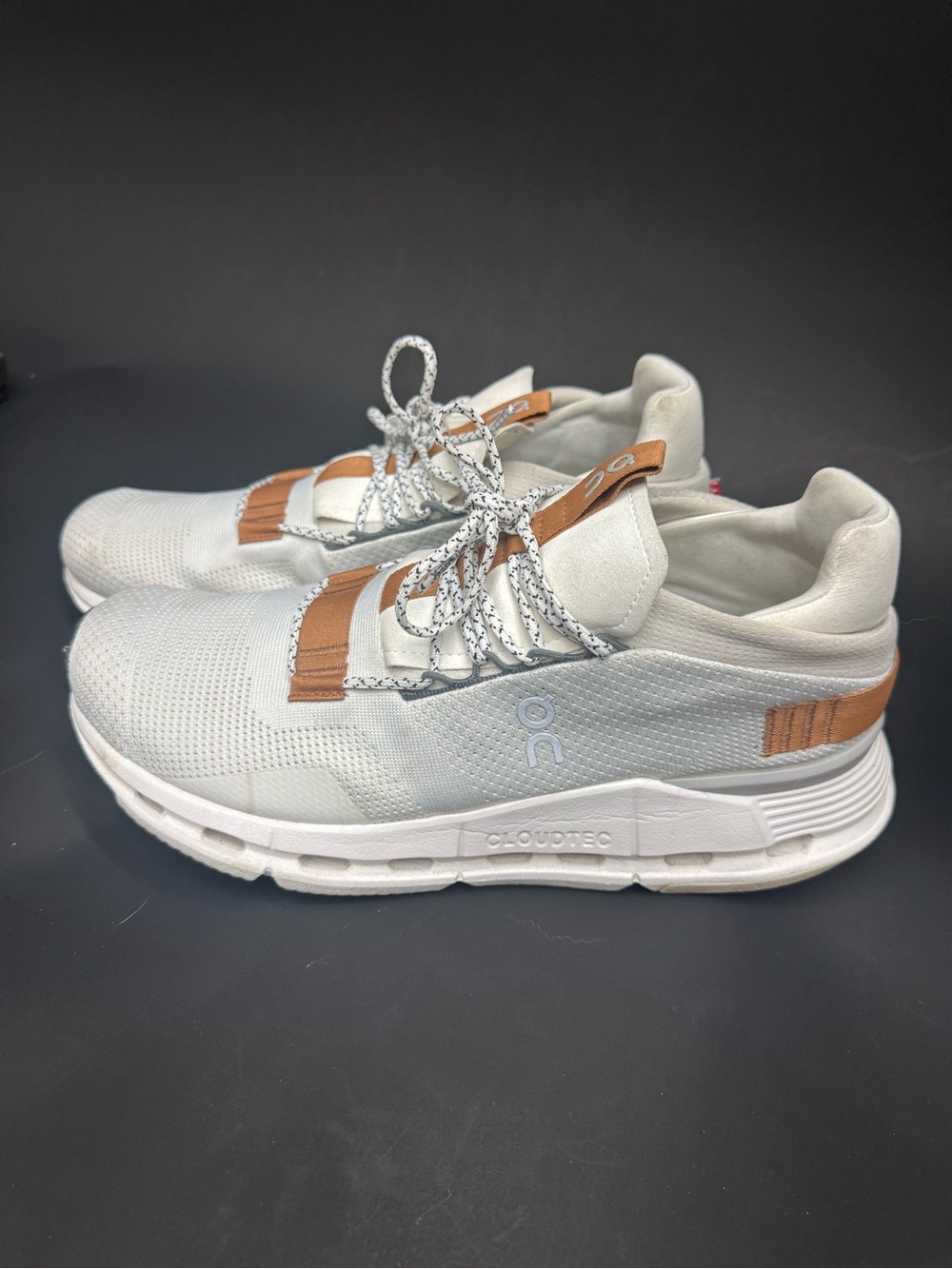On Running Men's Sneakers in White with Tan Accents